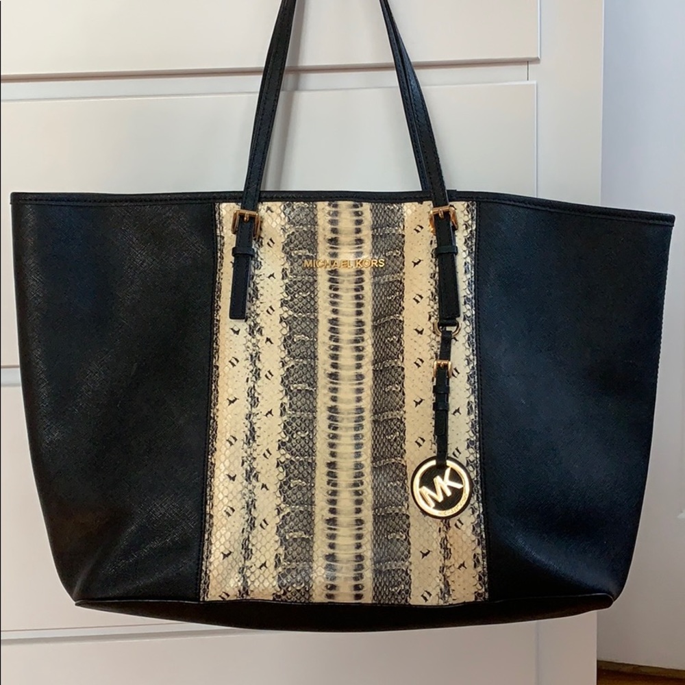 MK Michael Kors Black & Snake Tote